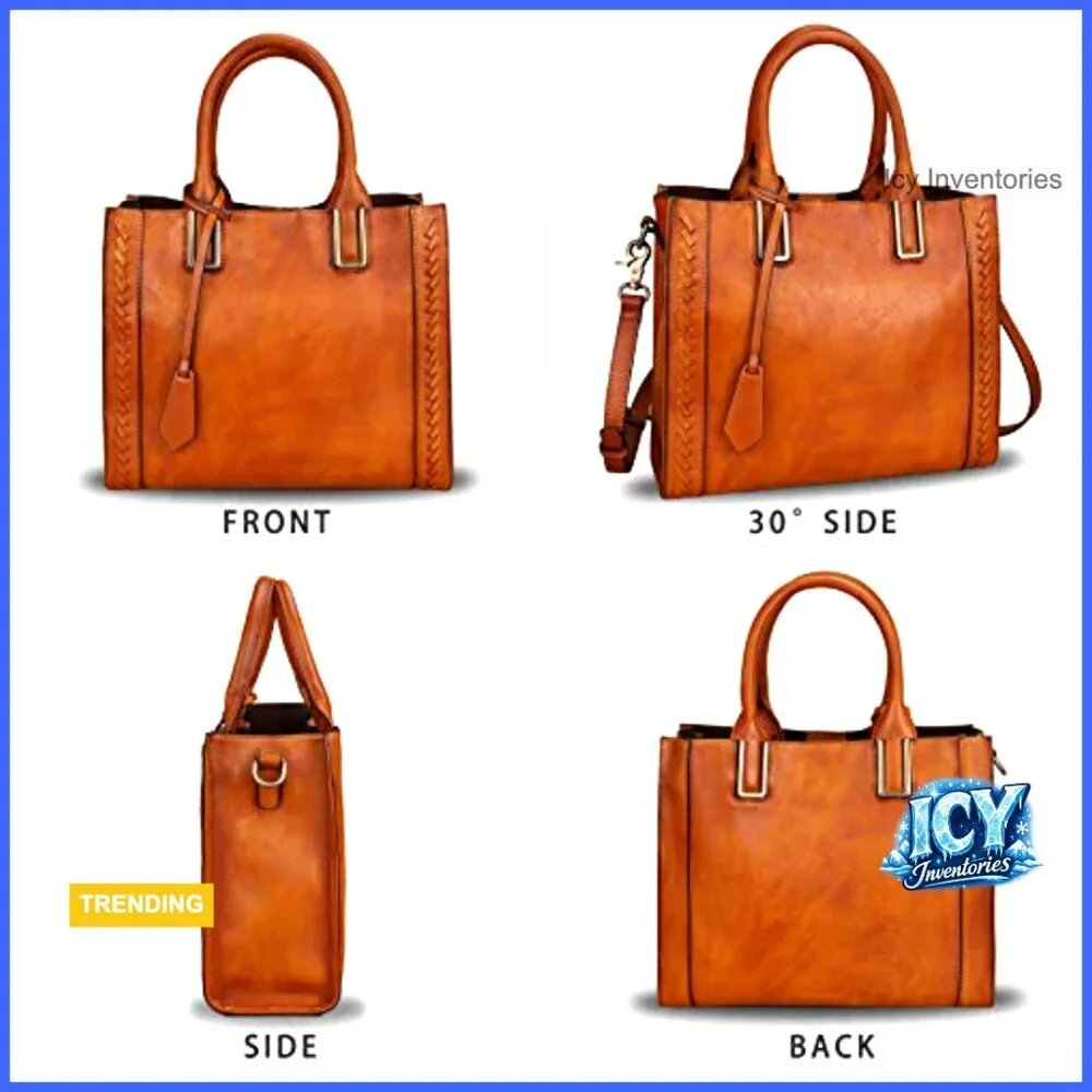 Genuine Leather Satchel Handbag Vintage Handmade Shoulder Bag Cowhide Tote Purse